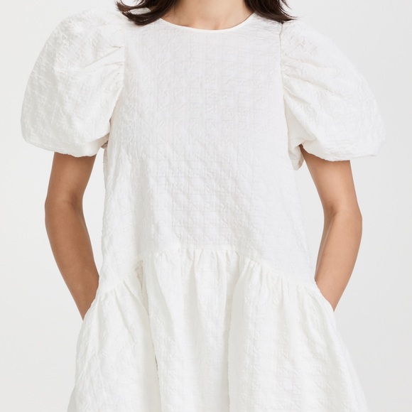 English Factory Back Tie Jacquard Puff Dress - Picture 3 of 3